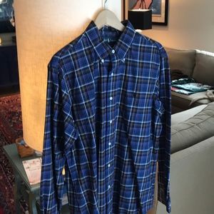 Ralph Lauren blue plaid button down shirt